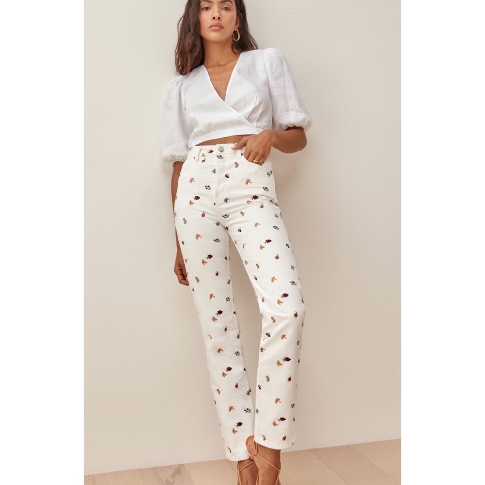 Reformation Cynthia Fruitloops High Rise Straight Jeans